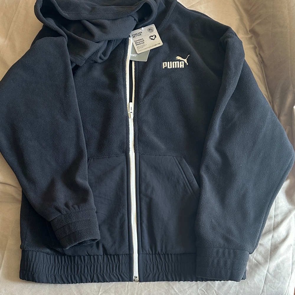 PUMA Kids Black Full-Zip Hoodie